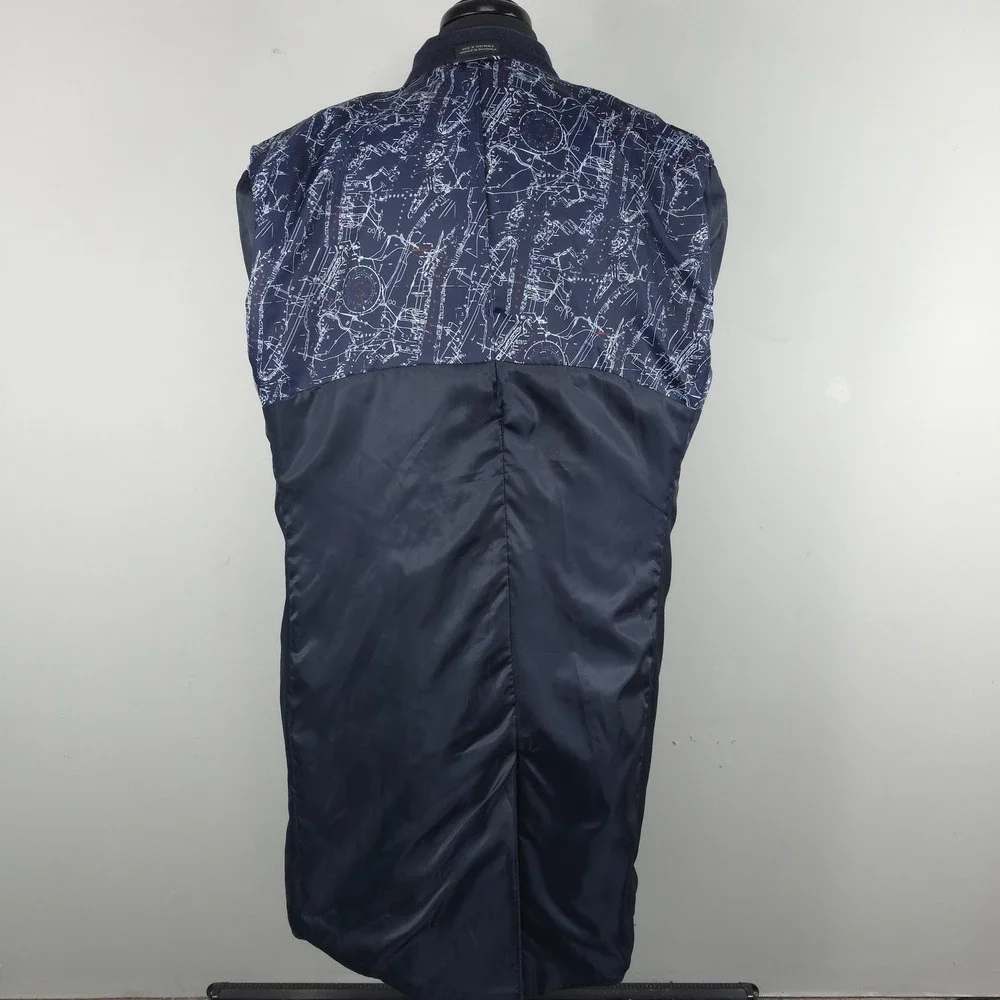 Nautica Coat Mens 48 Blue Wool Single Breasted Long Lined Overcoat Classic